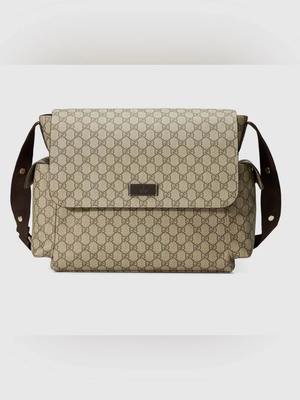 Gucci Brown Beige GG Supreme Messenger Bag/ Diaper bag
